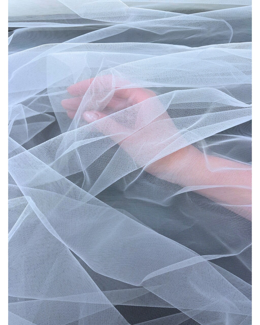 White Nylon Tulle Fabric by the Yard, 63" Wide Soft Stretch Mesh Fabric for Veils, Wedding Dresses, Decor & Sewing